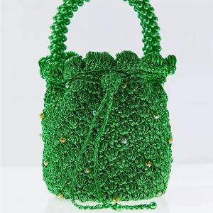 URBAN OUTFITTERS + Suryo Benjamins Pearl Embellished Crochet Bucket Bag